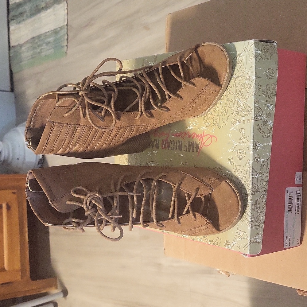 American Rag Maple Adidni Open Toe boot Size 8M
